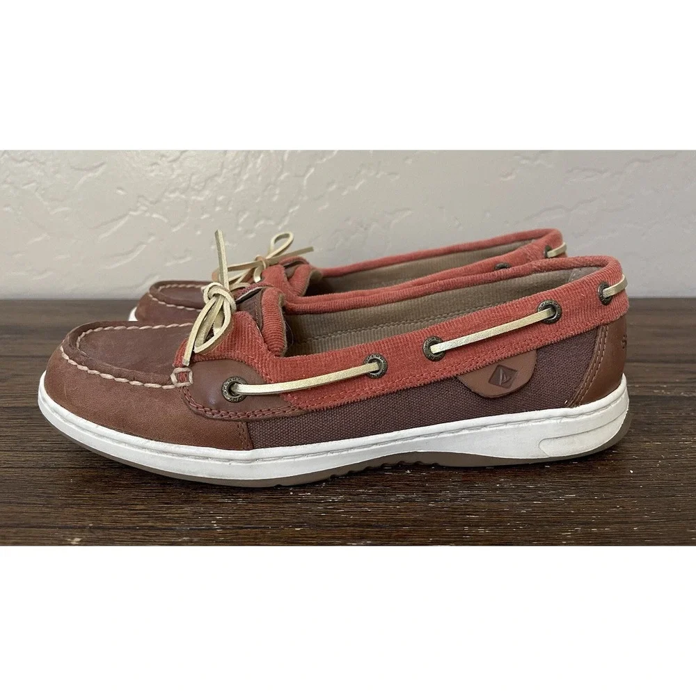 Sperry Womens Angelfish Varsity Brown Casual Boat Shoes 8 Medium